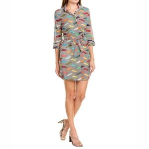 Vilagallo Adrianna Multicolor Printed Shirt Dress Cotton‎